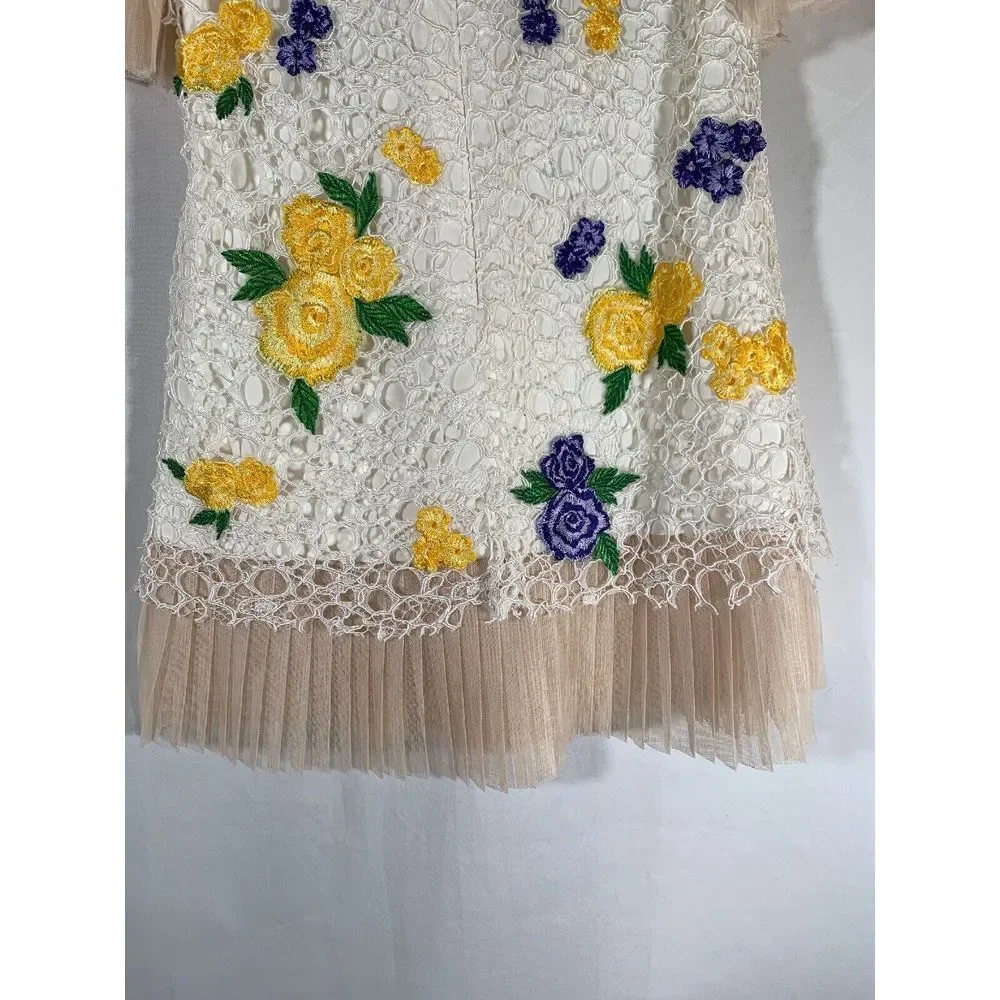 NEW $248 Tadashi Shoji Kids Bella Blossom Lace Dress Ivory [Girls‎ SZ 4 ] #G353
